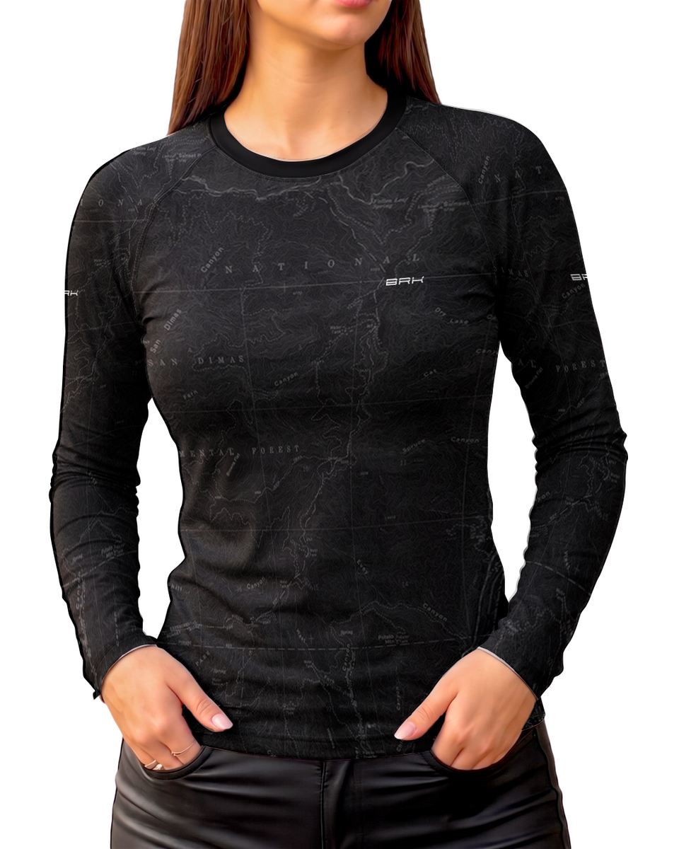 Camisa Segunda Pele Feminina Brk Fórmula 1 Preto e Vermelho 2002 com UV50+