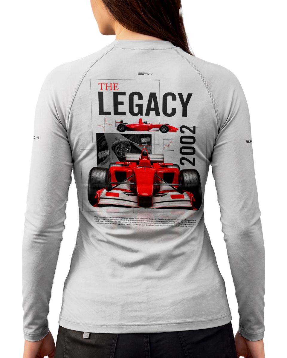 Camisa Segunda Pele Feminina Brk Fórmula 1 F2002 White Legacy com UV50+