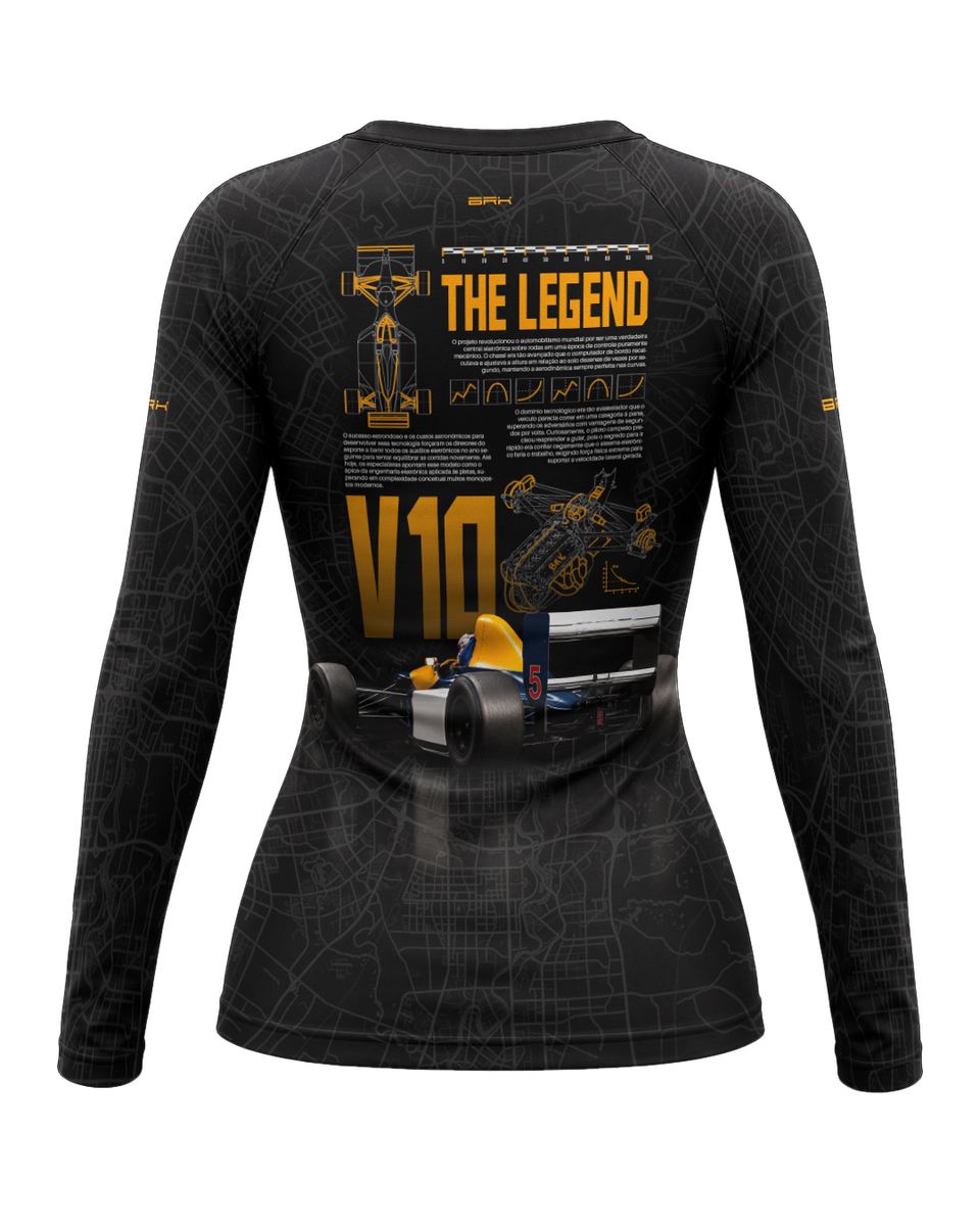 Camisa Segunda Pele Feminina Brk Fórmula 1 Willians Black Legend com UV50+