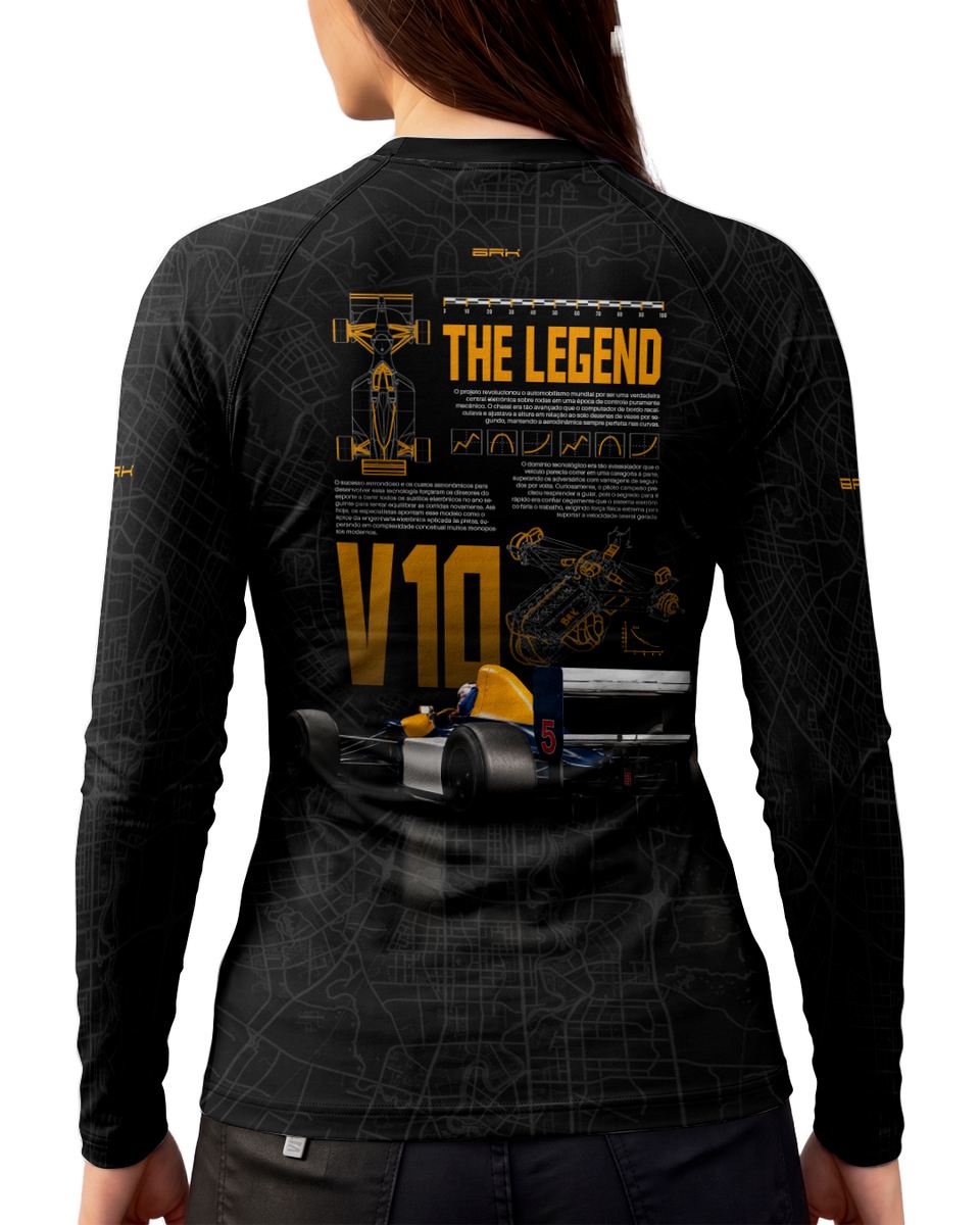Camisa Segunda Pele Feminina Brk Fórmula 1 Willians Black Legend com UV50+