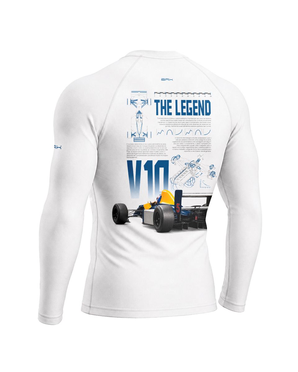 Camisa Segunda Pele Brk Fórmula 1 Willians White Legend com UV50+