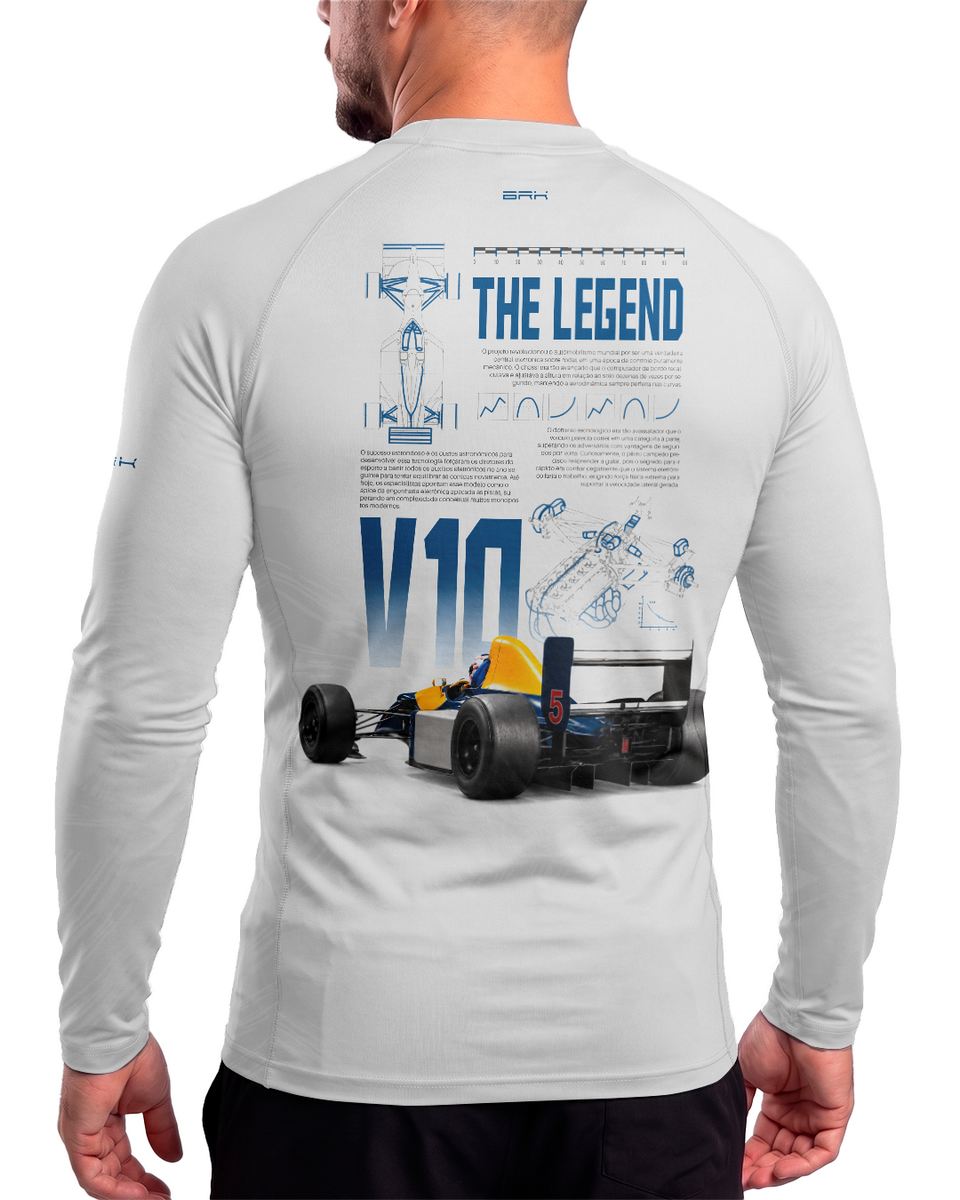 Camisa Segunda Pele Brk Fórmula 1 Willians White Legend com UV50+