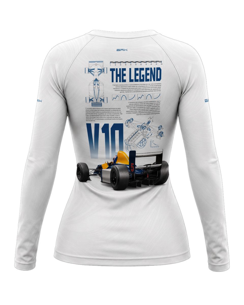 Camisa Segunda Pele Feminina Brk Fórmula 1 Willians White Legend com UV50+