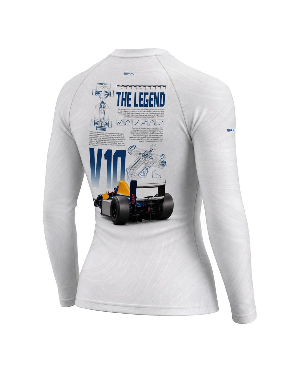 Camisa Segunda Pele Feminina Brk Fórmula 1 Willians White Legend com UV50+