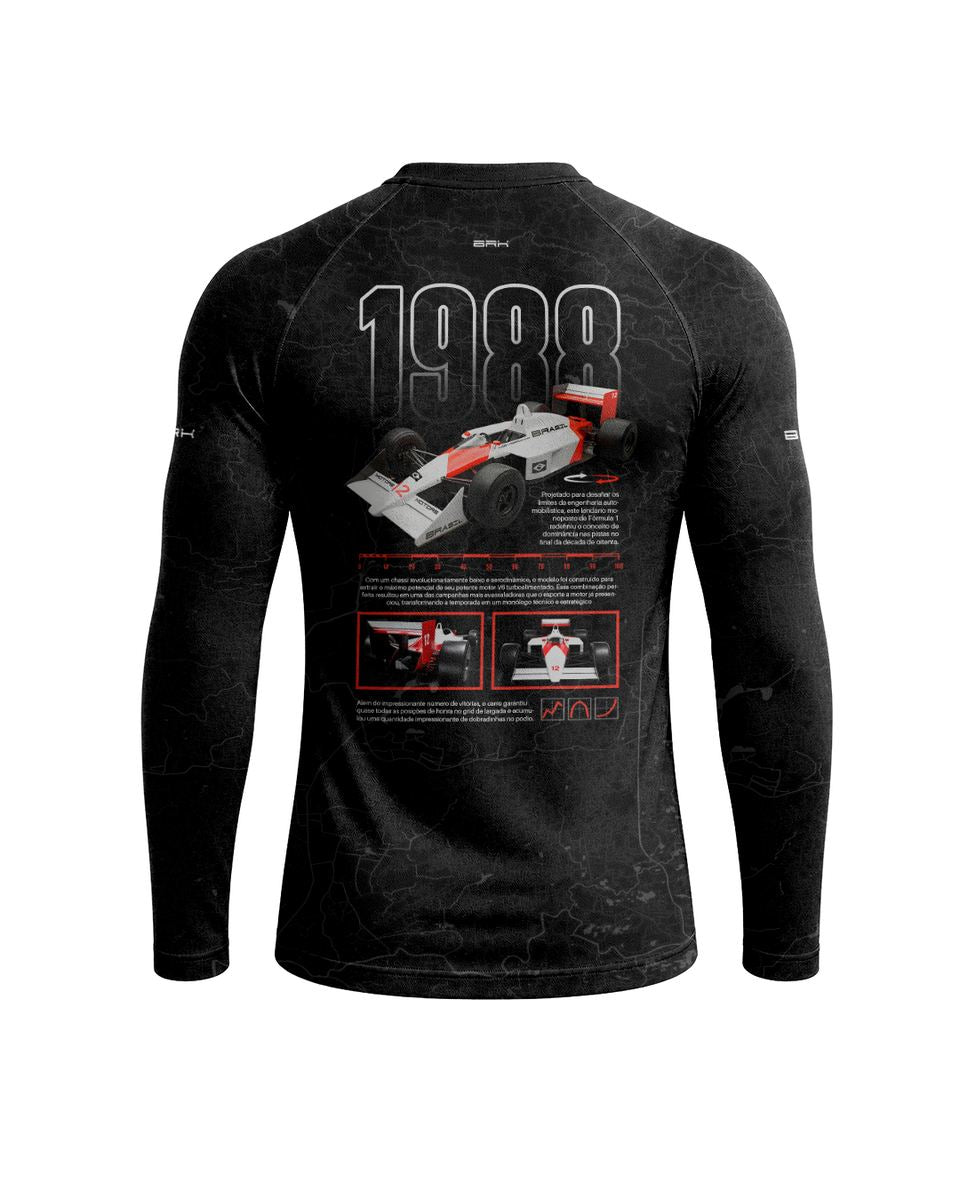Camisa Segunda Pele Brk Fórmula 1 Mclaren 1988 Preto com UV50+
