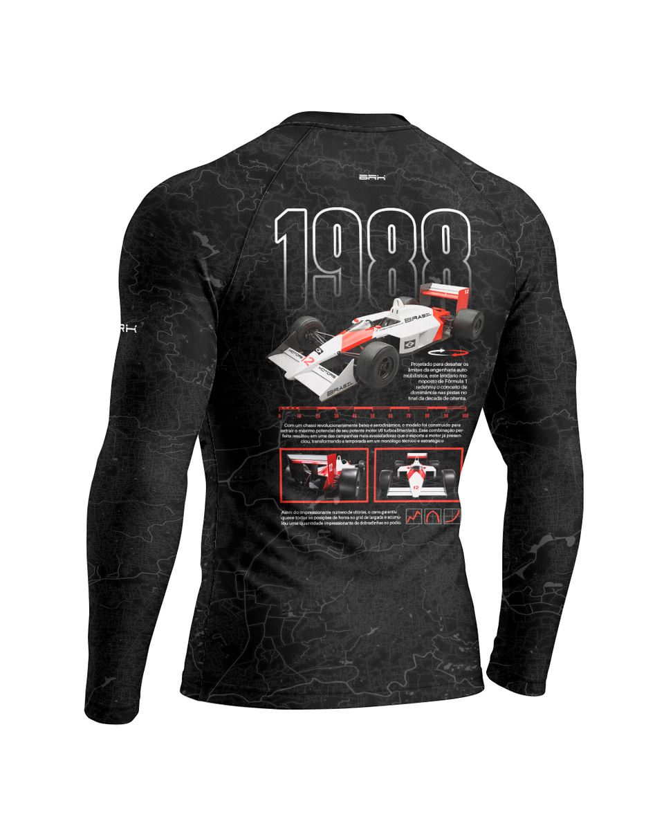 Camisa Segunda Pele Brk Fórmula 1 Mclaren 1988 Preto com UV50+