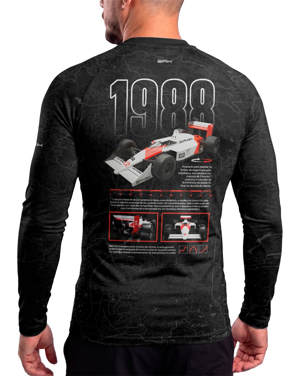 Camisa Segunda Pele Brk Fórmula 1 Mclaren 1988 Preto com UV50+