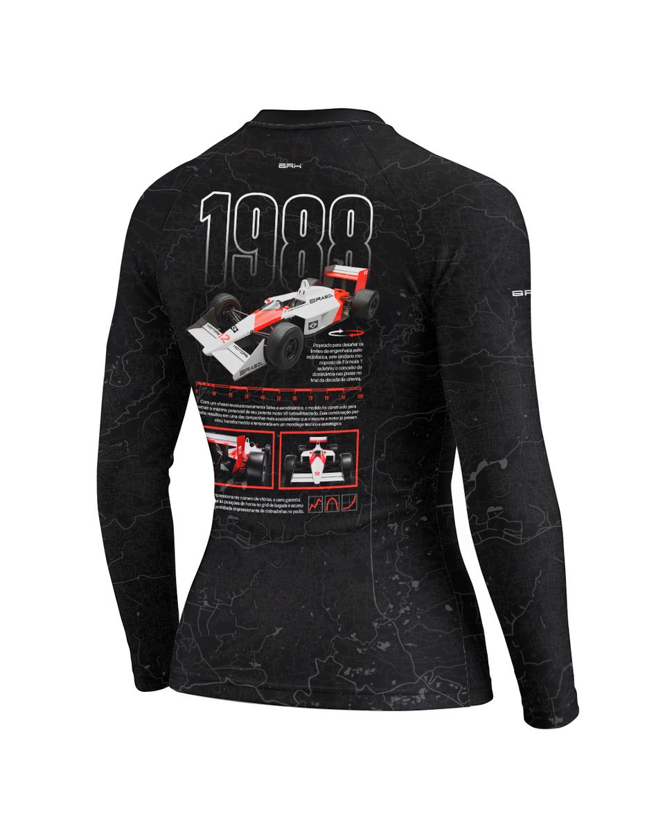 Camisa Segunda Pele Feminina Brk Fórmula 1 Mclaren 1988 Preto com UV50+