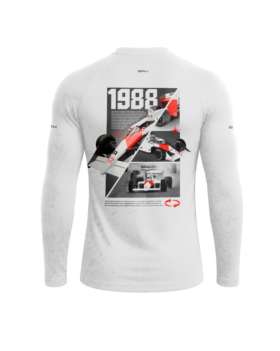 Camisa Segunda Pele Brk Fórmula 1 Mclaren 1988 Branco com UV50+