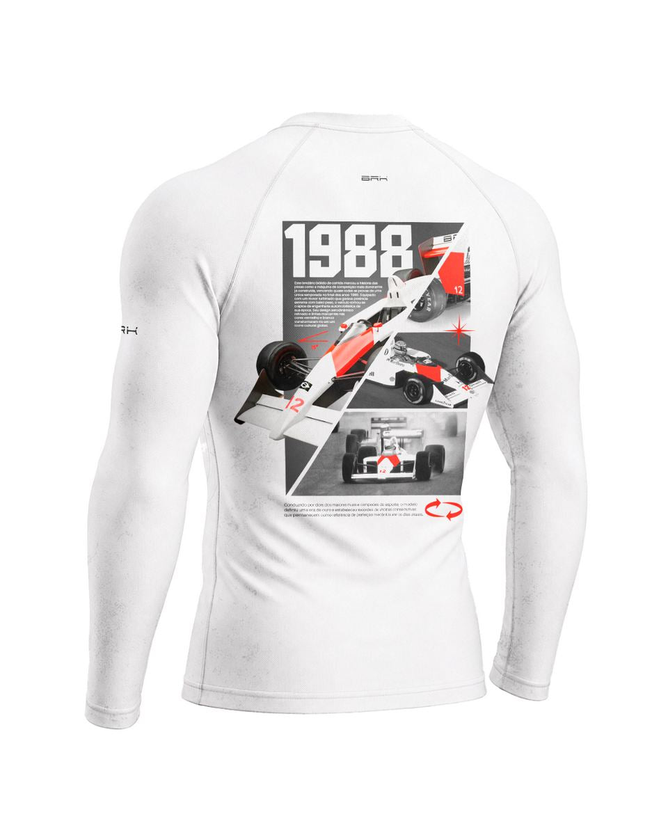 Camisa Segunda Pele Brk Fórmula 1 Mclaren 1988 Branco com UV50+