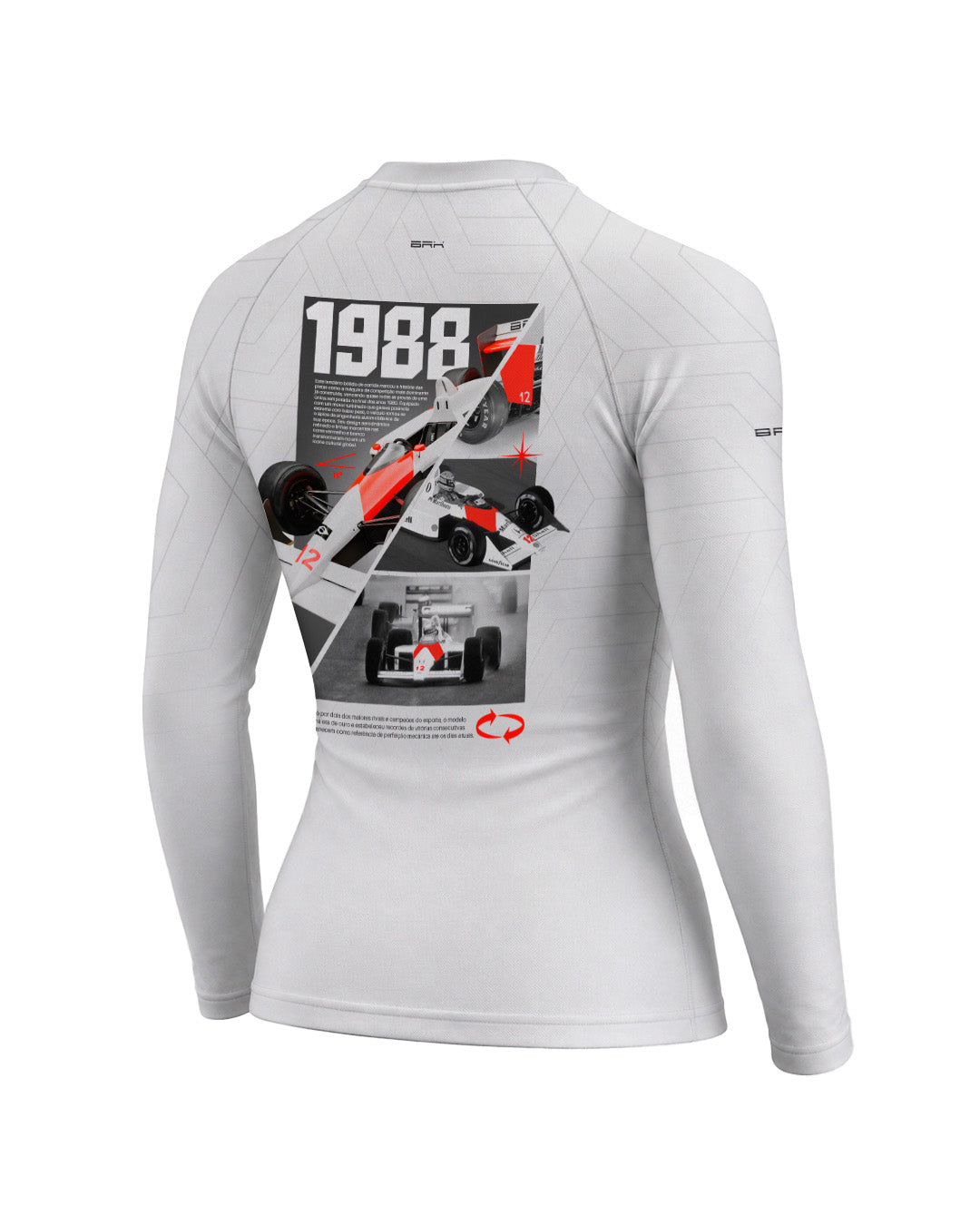 Camisa Segunda Pele Feminina Brk Fórmula 1 Mclaren 1988 Branco com UV50+