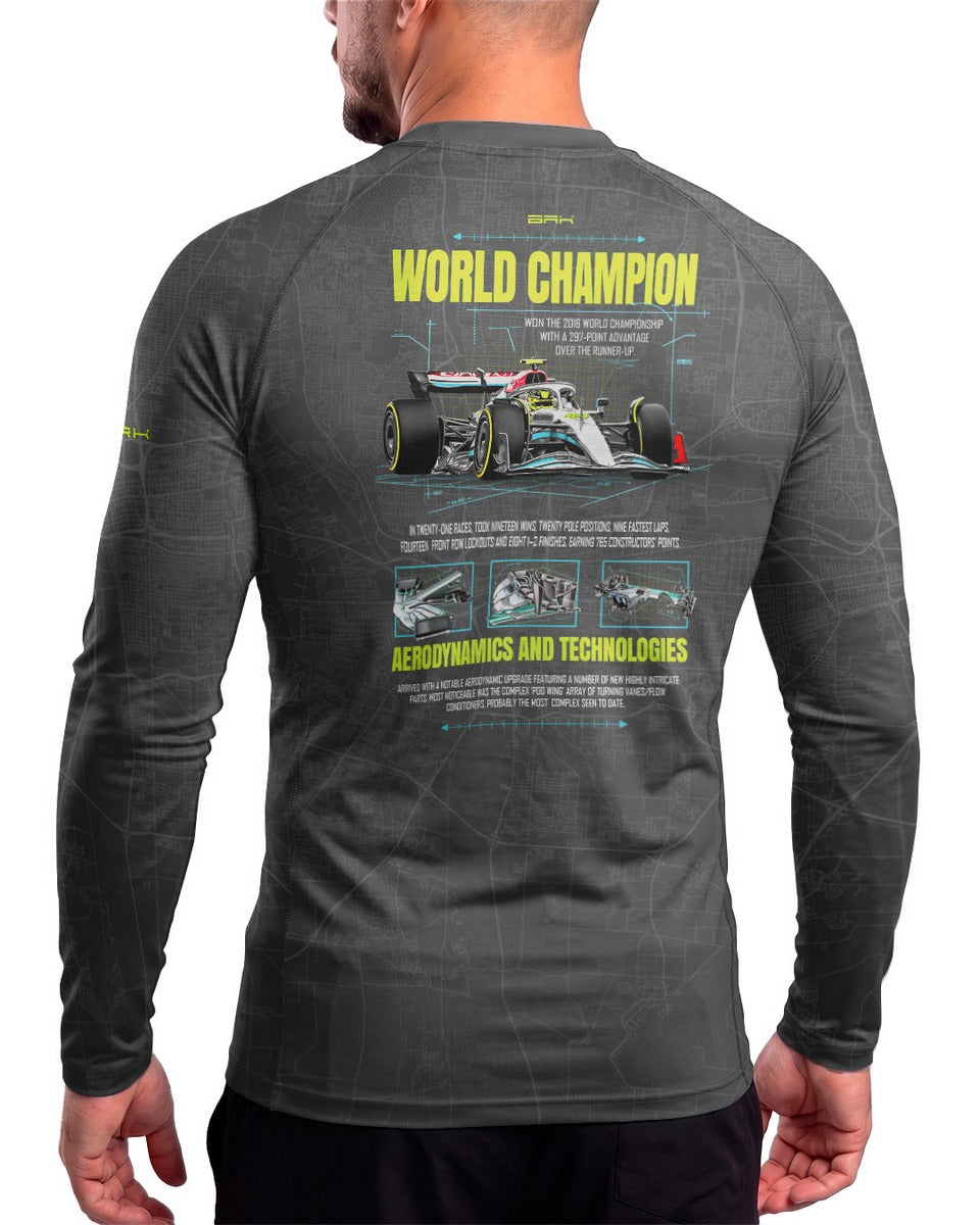 Camisa Segunda Pele Brk Fórmula 1 Mercedes W07 World Champion com UV50+