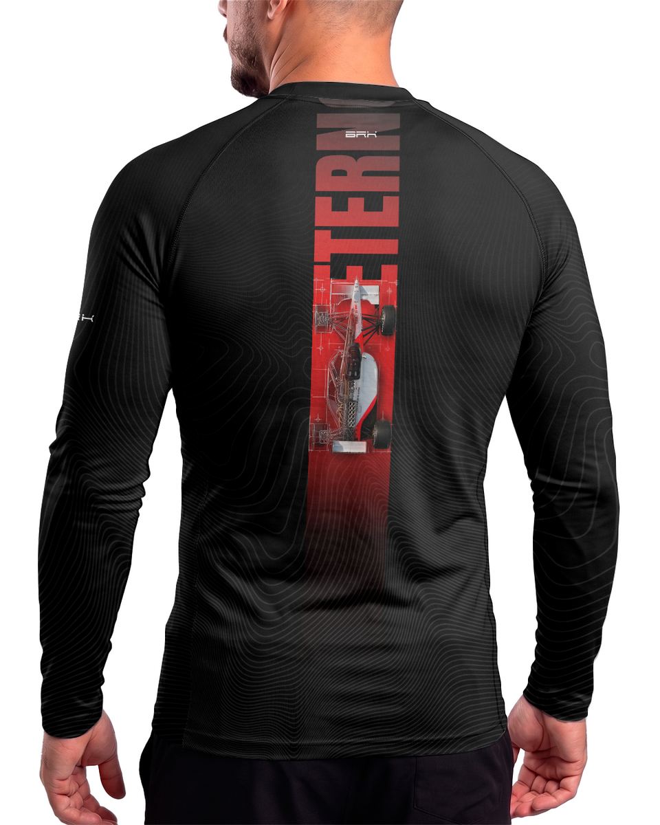 Camisa Segunda Pele Brk Fórmula 1 Mclaren Senna Eterno Preto com UV50+