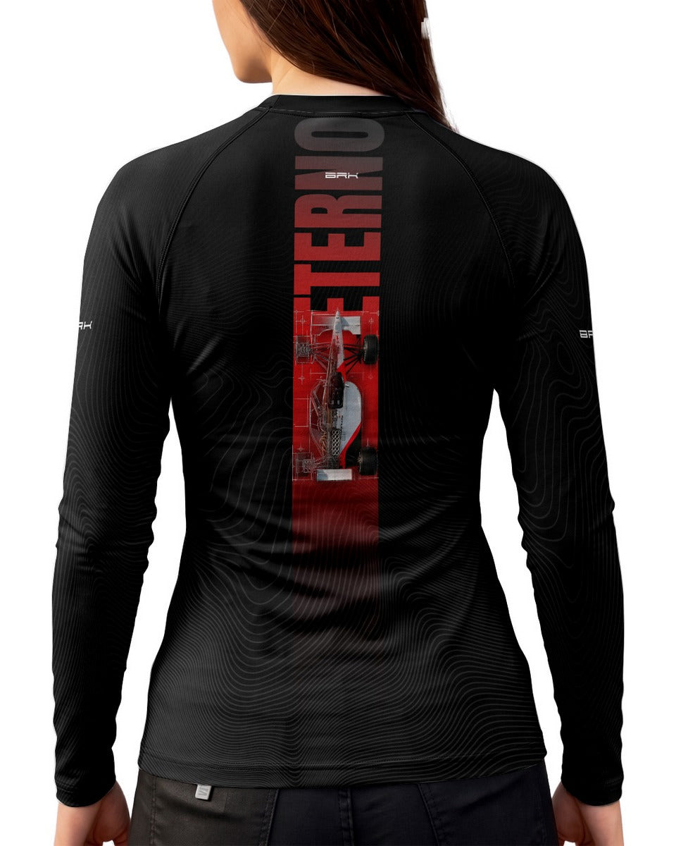 Camisa Segunda Pele Feminina Brk Fórmula 1 Mclaren Senna Eterno Preto com UV50+