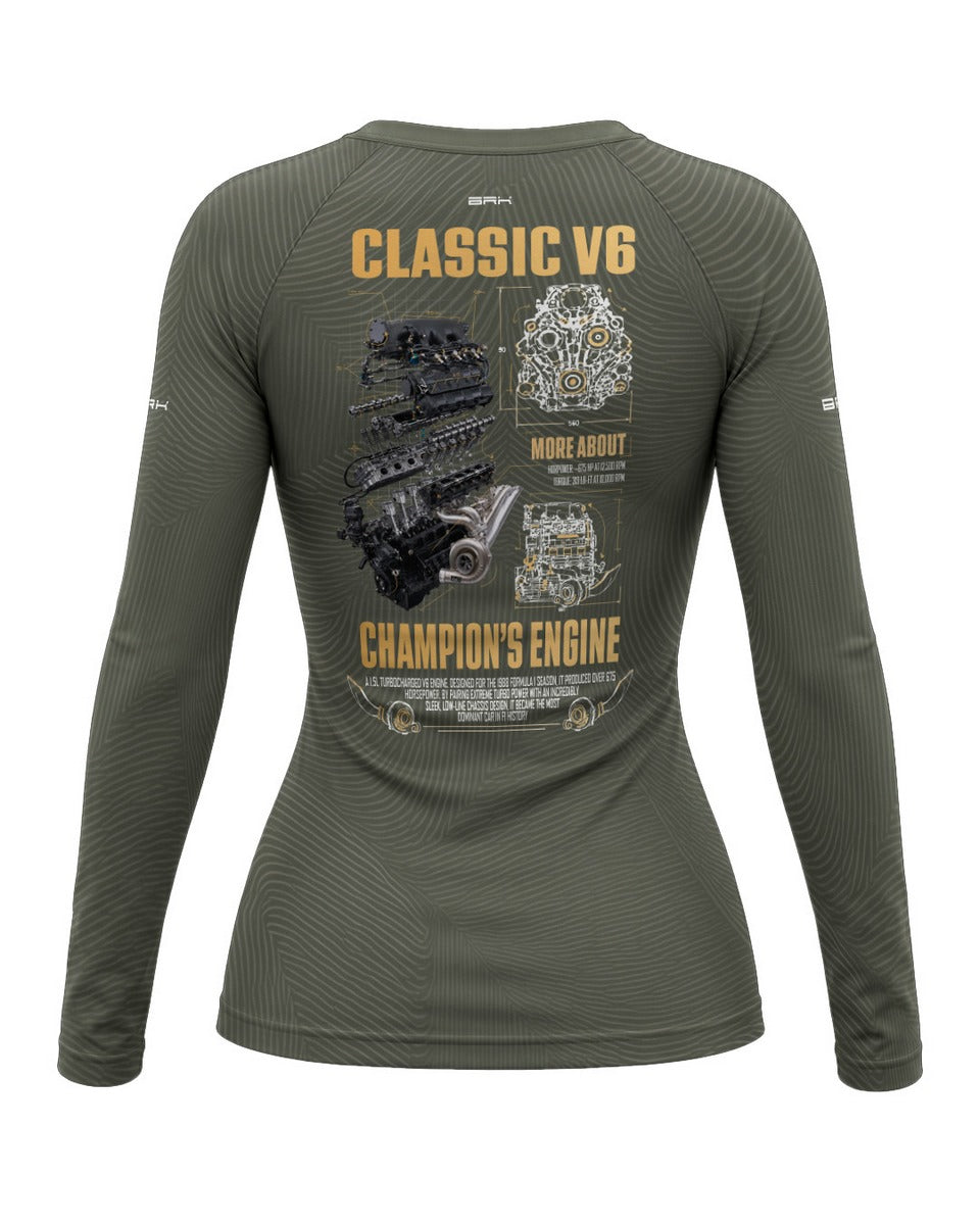 Camisa Segunda Pele Feminina Brk Fórmula 1 Motor V6 com UV50+