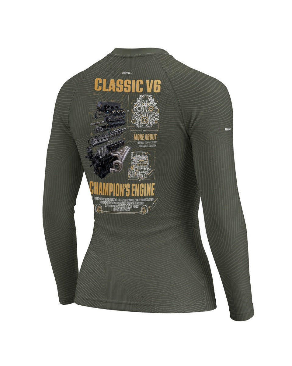 Camisa Segunda Pele Feminina Brk Fórmula 1 Motor V6 com UV50+