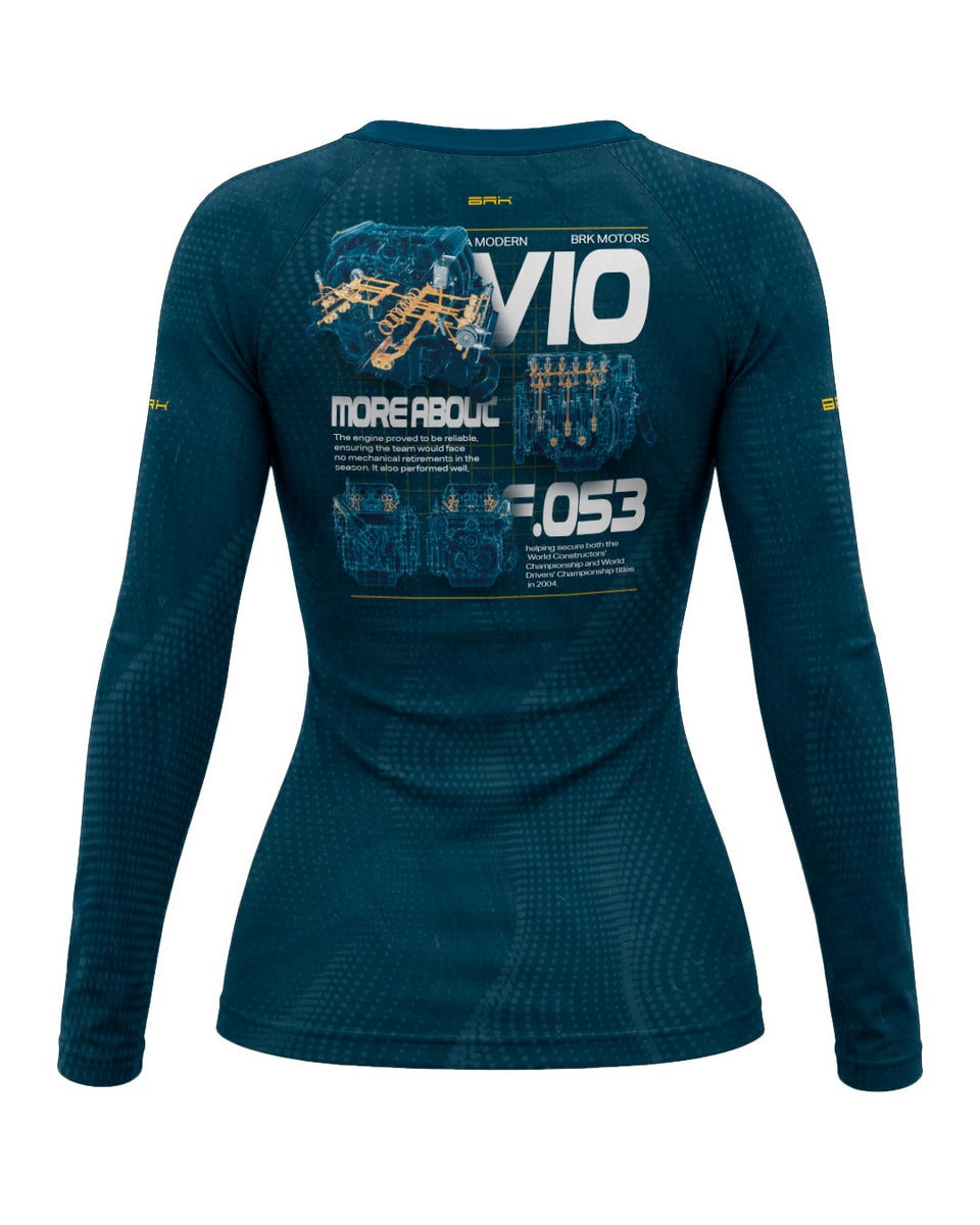 Camisa Segunda Pele Feminina Brk Fórmula 1 Motor Ferrari 53 V10 com UV50+