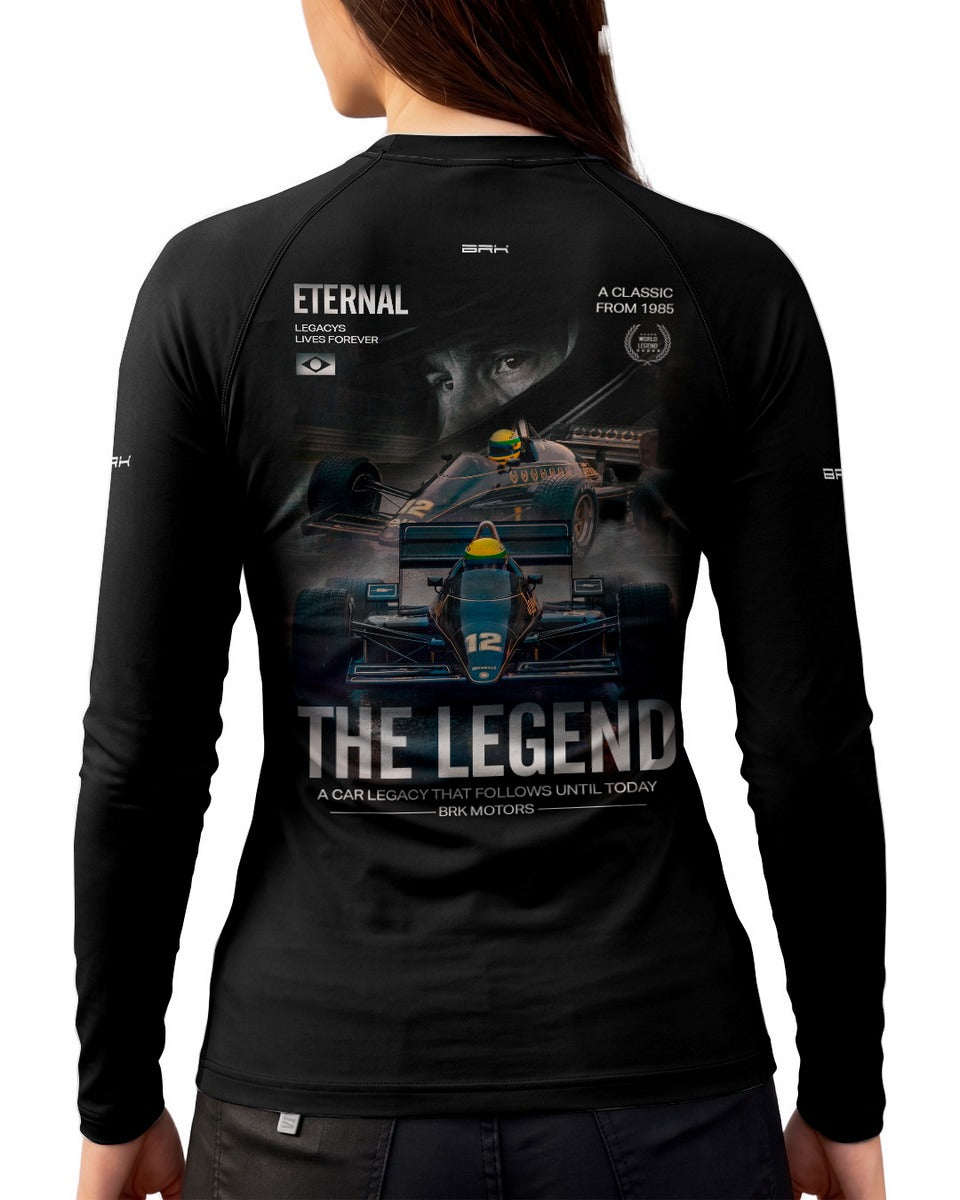 Camisa Segunda Pele Feminina Brk Fórmula 1 Lotus 97 Senna a Lenda com UV50+