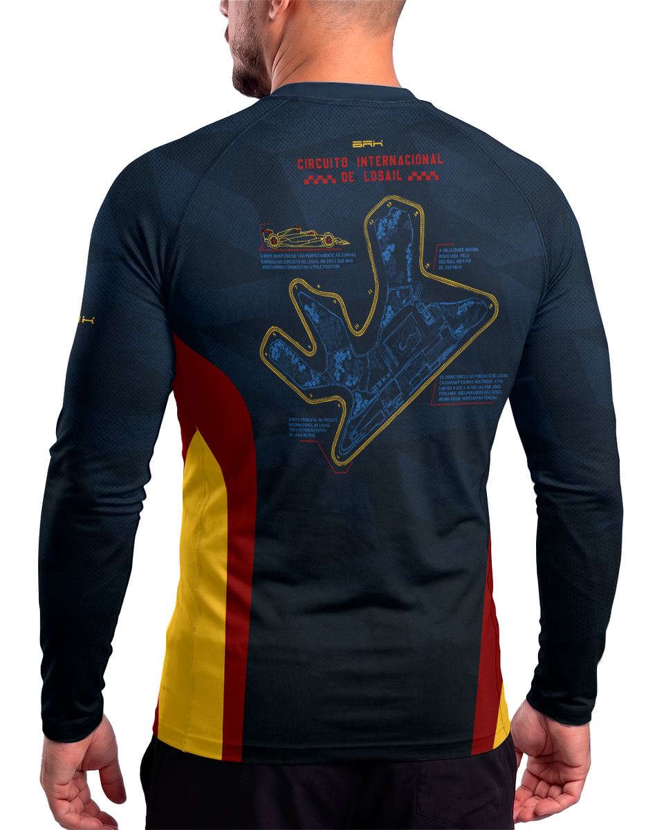 Camisa Segunda Pele Brk Fórmula 1 Circuito de Losail Red Bull RB19 Azul Escuro com UV50+