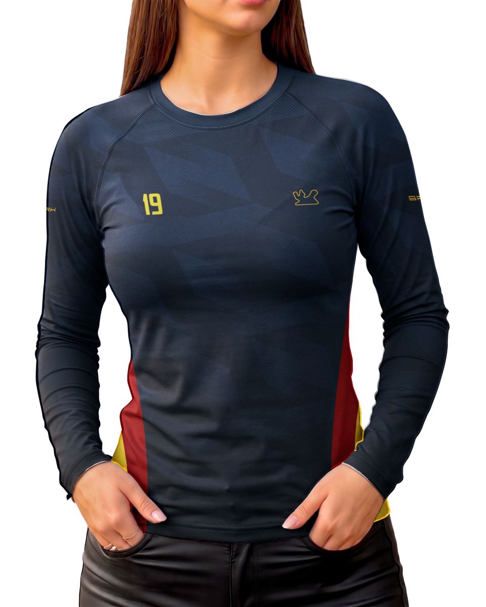 Camisa Segunda Pele Feminina Brk Fórmula 1 Circuito de Losail Red Bull RB19 Azul Escuro com UV50+