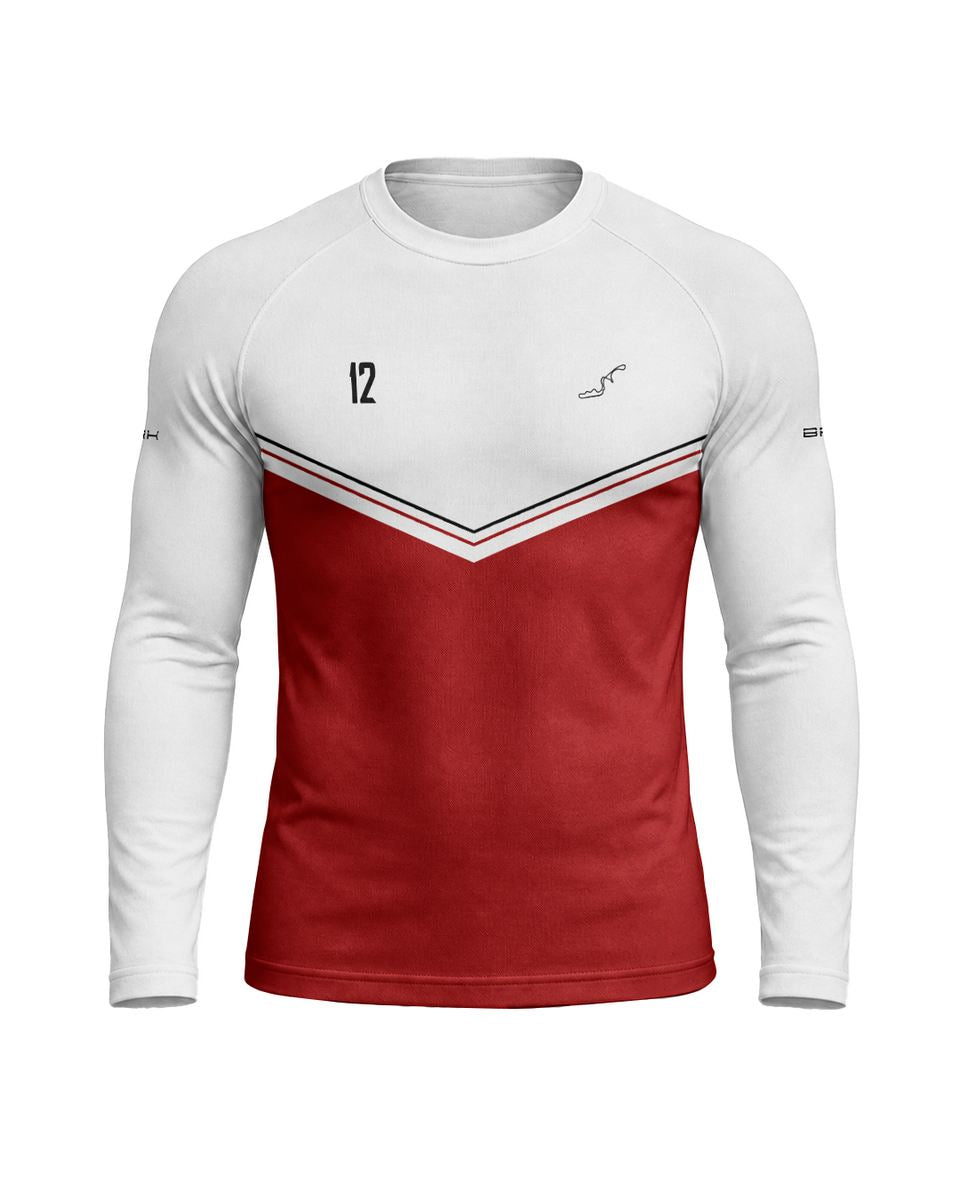 Camisa Segunda Pele Brk Fórmula 1 Circuito de Suzuka 1988 Mclaren Branco e Vermelho com UV50+