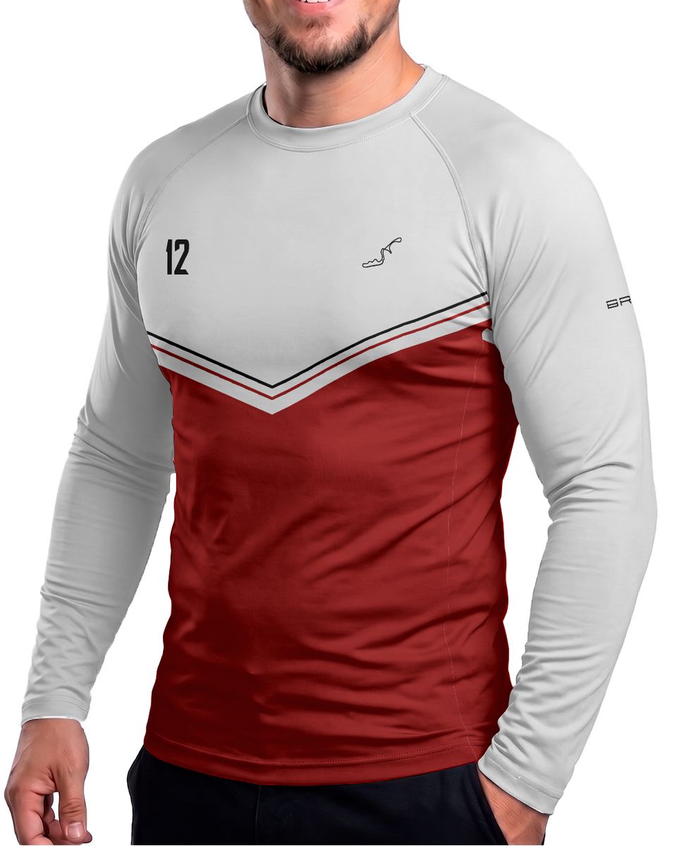 Camisa Segunda Pele Brk Fórmula 1 Circuito de Suzuka 1988 Mclaren Branco e Vermelho com UV50+