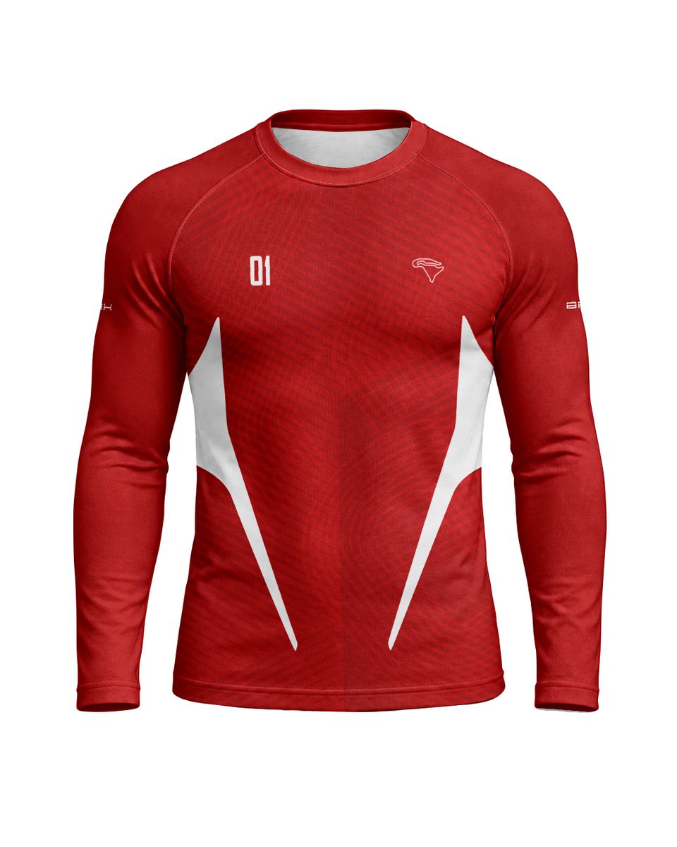 Camisa Segunda Pele Brk Fórmula 1 Circuito Nevers Magny Cours F2002 Vermelho e Branco com UV50+