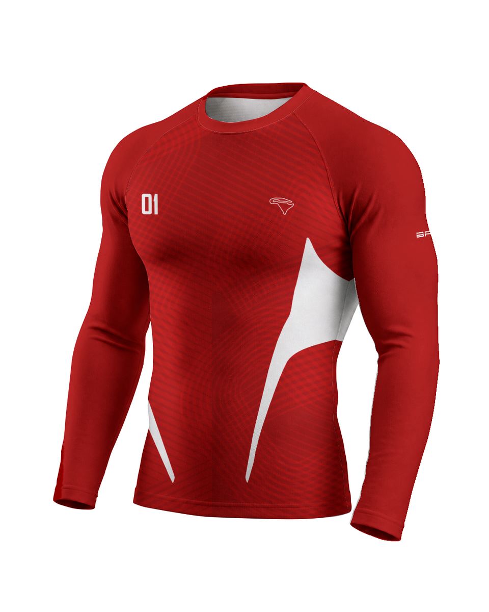 Camisa Segunda Pele Brk Fórmula 1 Circuito Nevers Magny Cours F2002 Vermelho e Branco com UV50+