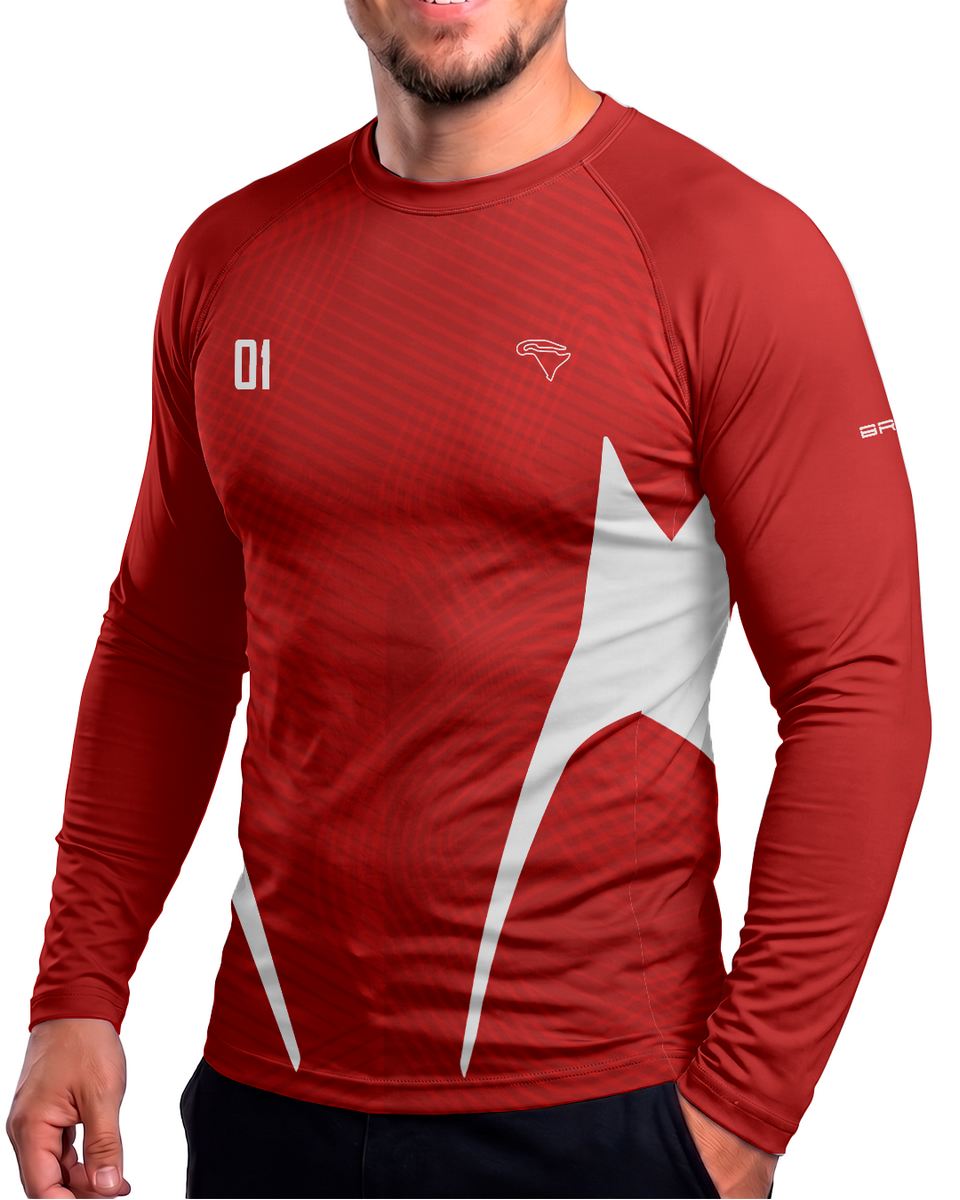 Camisa Segunda Pele Brk Fórmula 1 Circuito Nevers Magny Cours F2002 Vermelho e Branco com UV50+