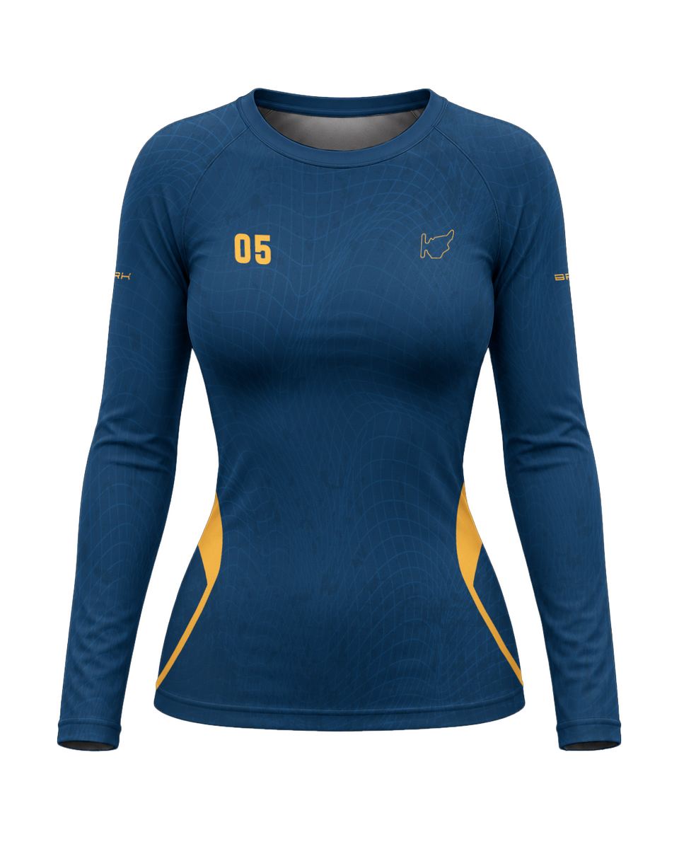 Camisa Segunda Pele Feminina Brk Fórmula 1 Circuito de Hungaroring Willians FW14B Azul e Amarelo com UV50+