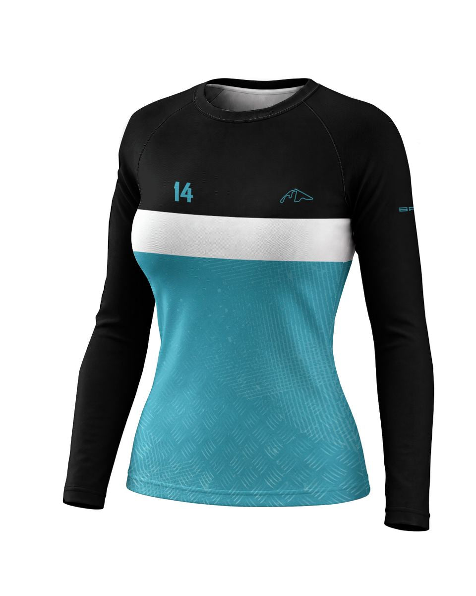 Camisa Segunda Pele Feminina Brk Fórmula 1 Circuito de Yas Marina Mercedes W07 Blue Legacy com UV50+