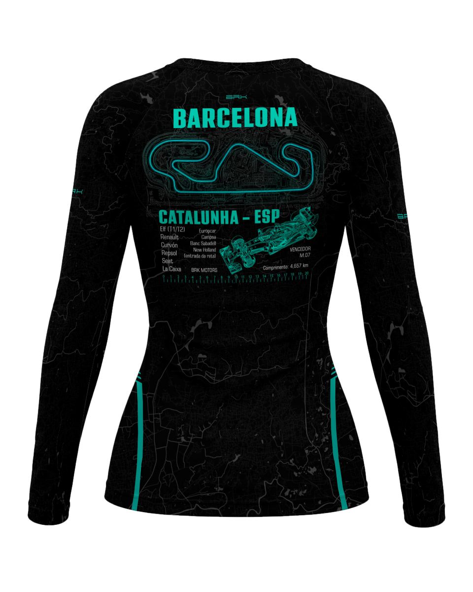 Camisa Segunda Pele Feminina Brk Fórmula 1 Mercedes Barcelona com UV50+