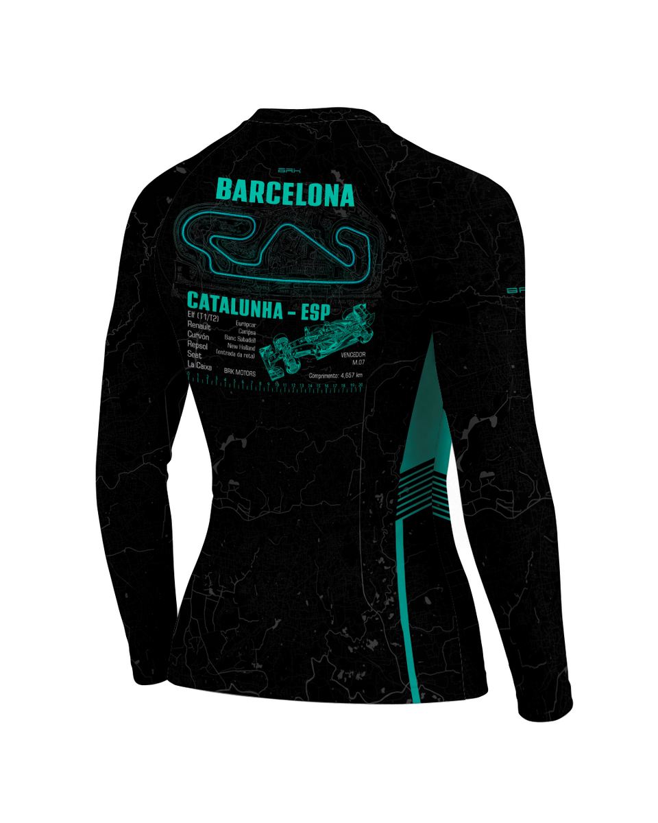 Camisa Segunda Pele Feminina Brk Fórmula 1 Mercedes Barcelona com UV50+