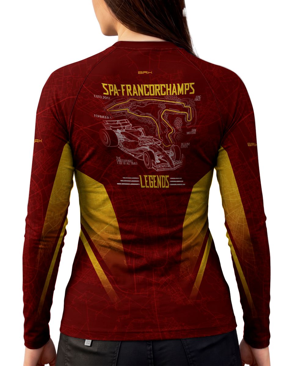 Camisa Segunda Pele Feminina Brk Fórmula 1 F2002 Vermelha com UV50+