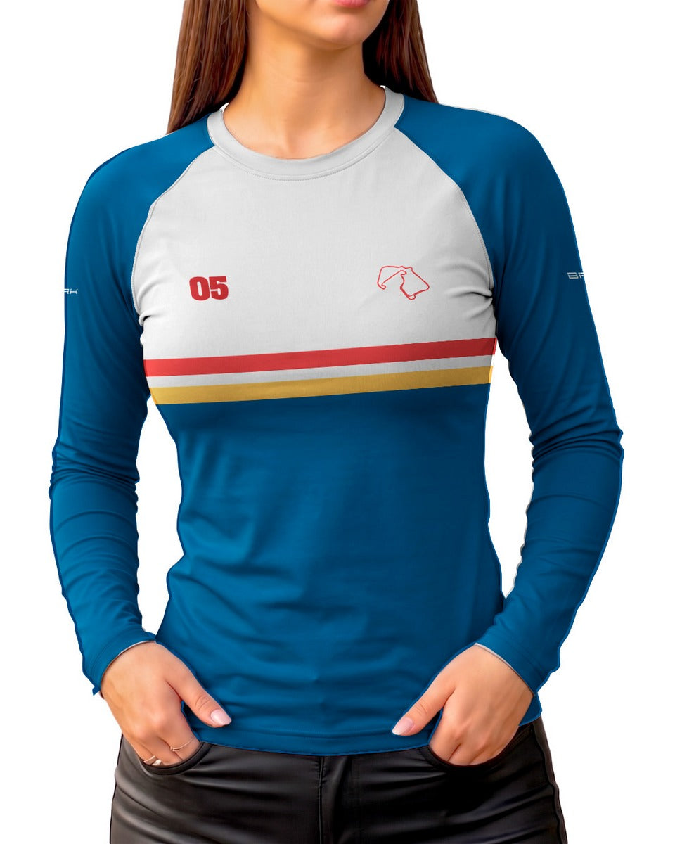 Camisa Segunda Pele Feminina Brk Fórmula 1 FW14B Silverstone com UV50+