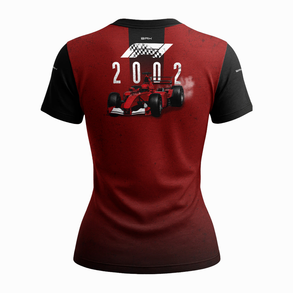 Camisa Feminina Fórmula 1 Brk 2002 Vermelho e Preto com Proteção UV50
