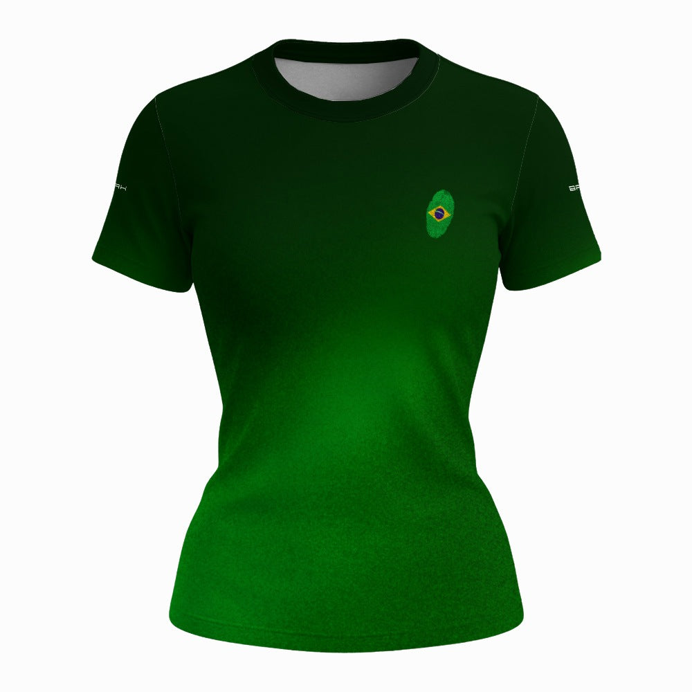 Camiseta Brk Feminina Brasil Patriota Digital Brasileira Verde com Proteção UV50+