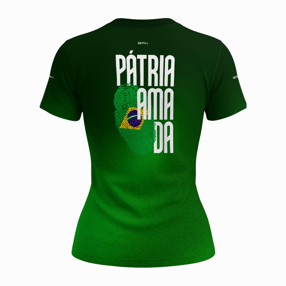 Camiseta Brk Feminina Brasil Patriota Digital Brasileira Verde com Proteção UV50+
