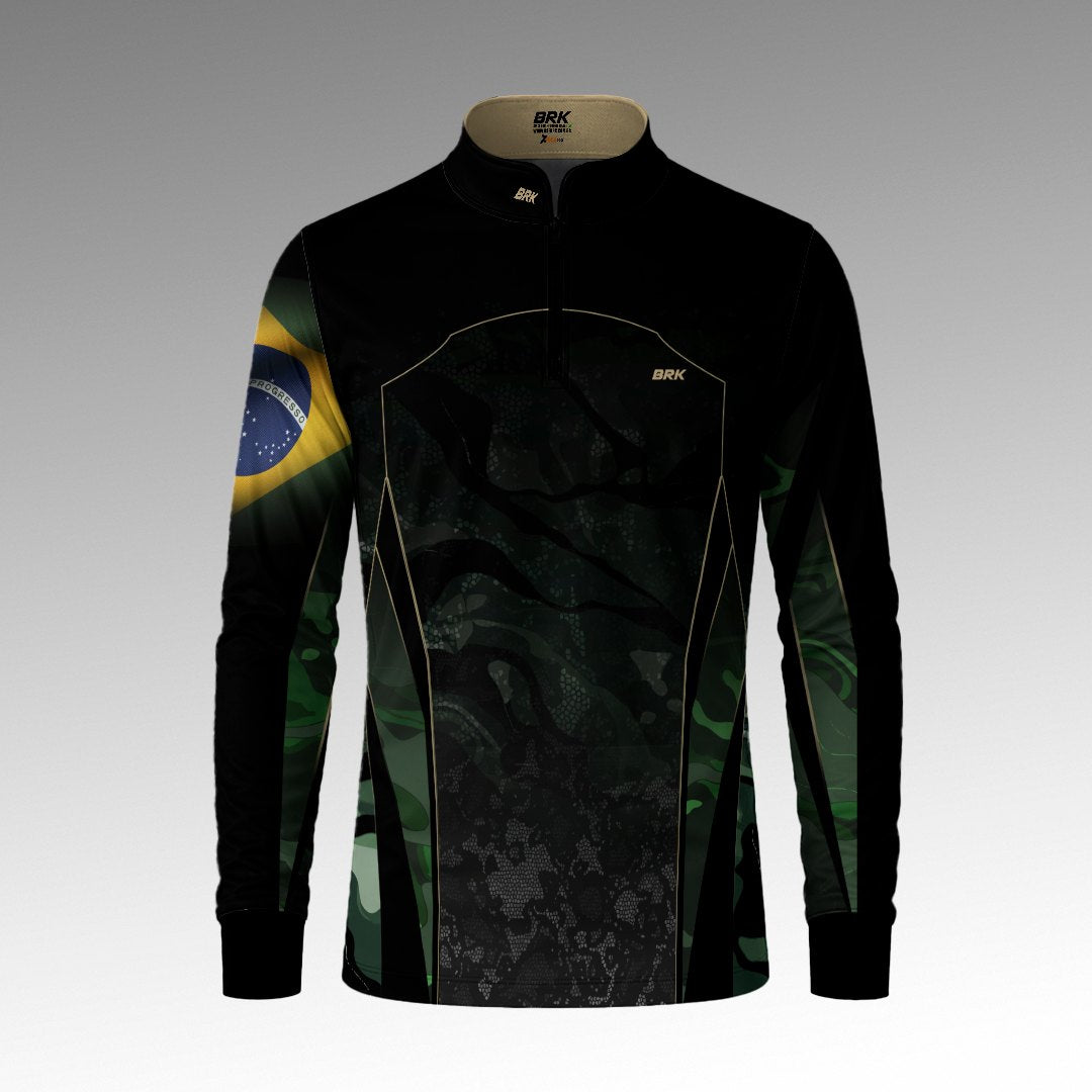 Camisa Agro Brk Camuflada Bandeira do Brasil com Proteção Solar UV50+