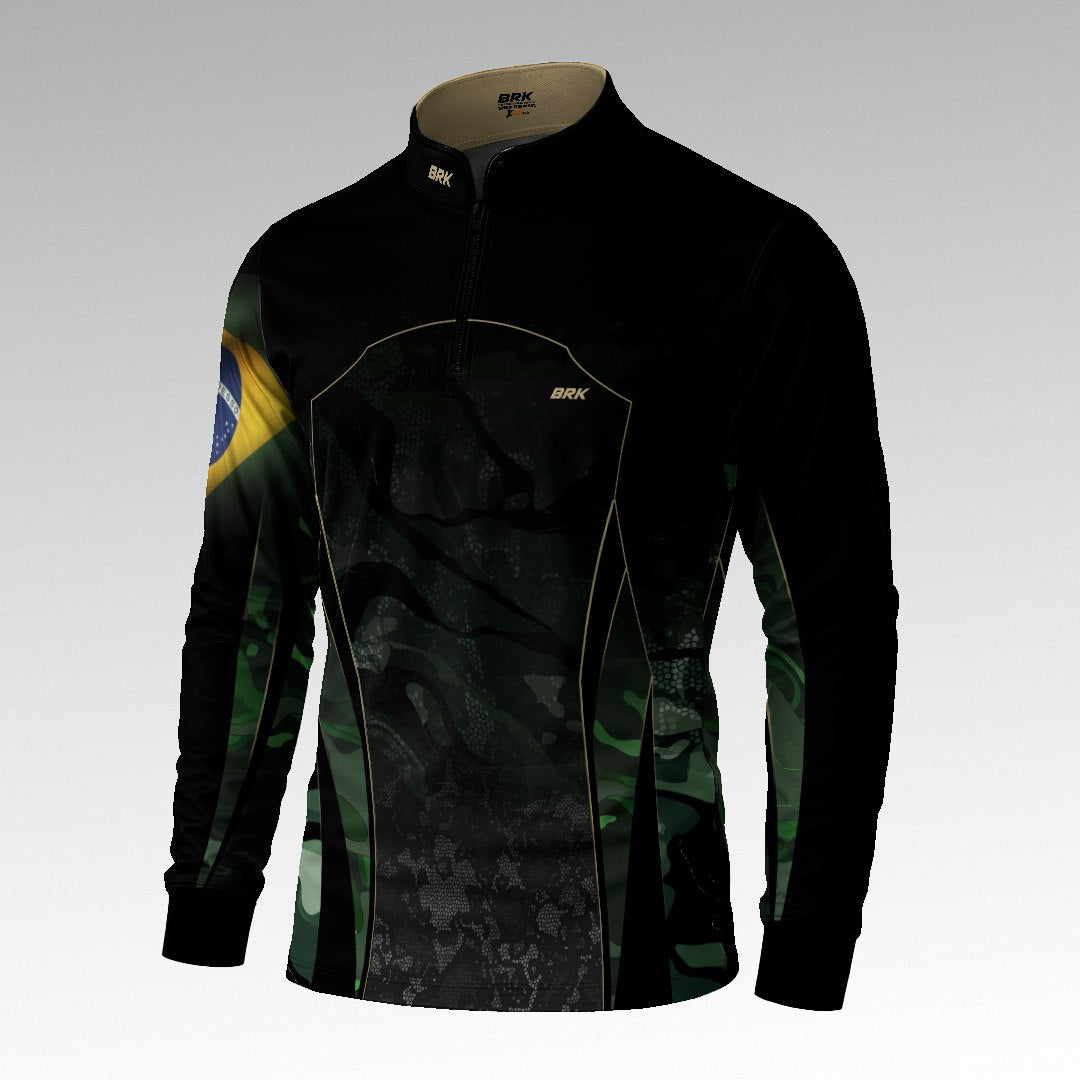 Camisa Agro Brk Camuflada Bandeira do Brasil com Proteção Solar UV50+