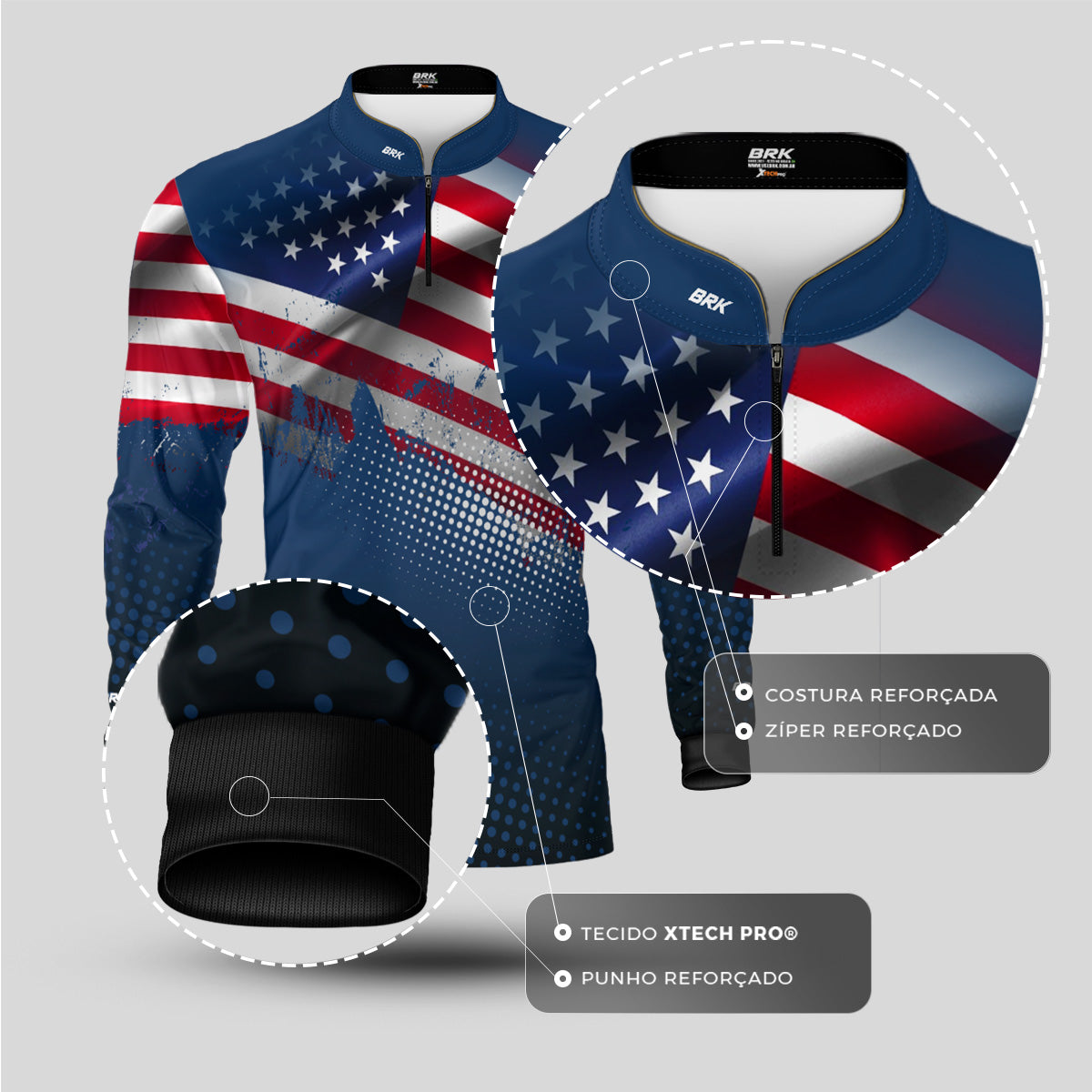 Camisa Bandeira dos Estados Unidos com UV50 - Envio Imediato