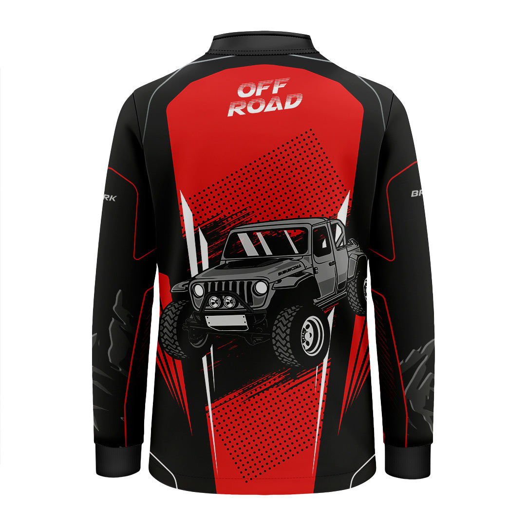Camisa Infantil Brk Off Road Preto com Vermelho com Proteção Solar UV50+