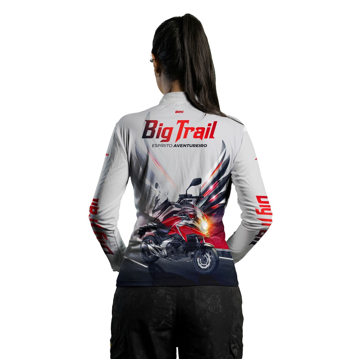 Camisa de Motociclismo Feminina Brk NC 750X Branca com Proteção Solar UV50+
