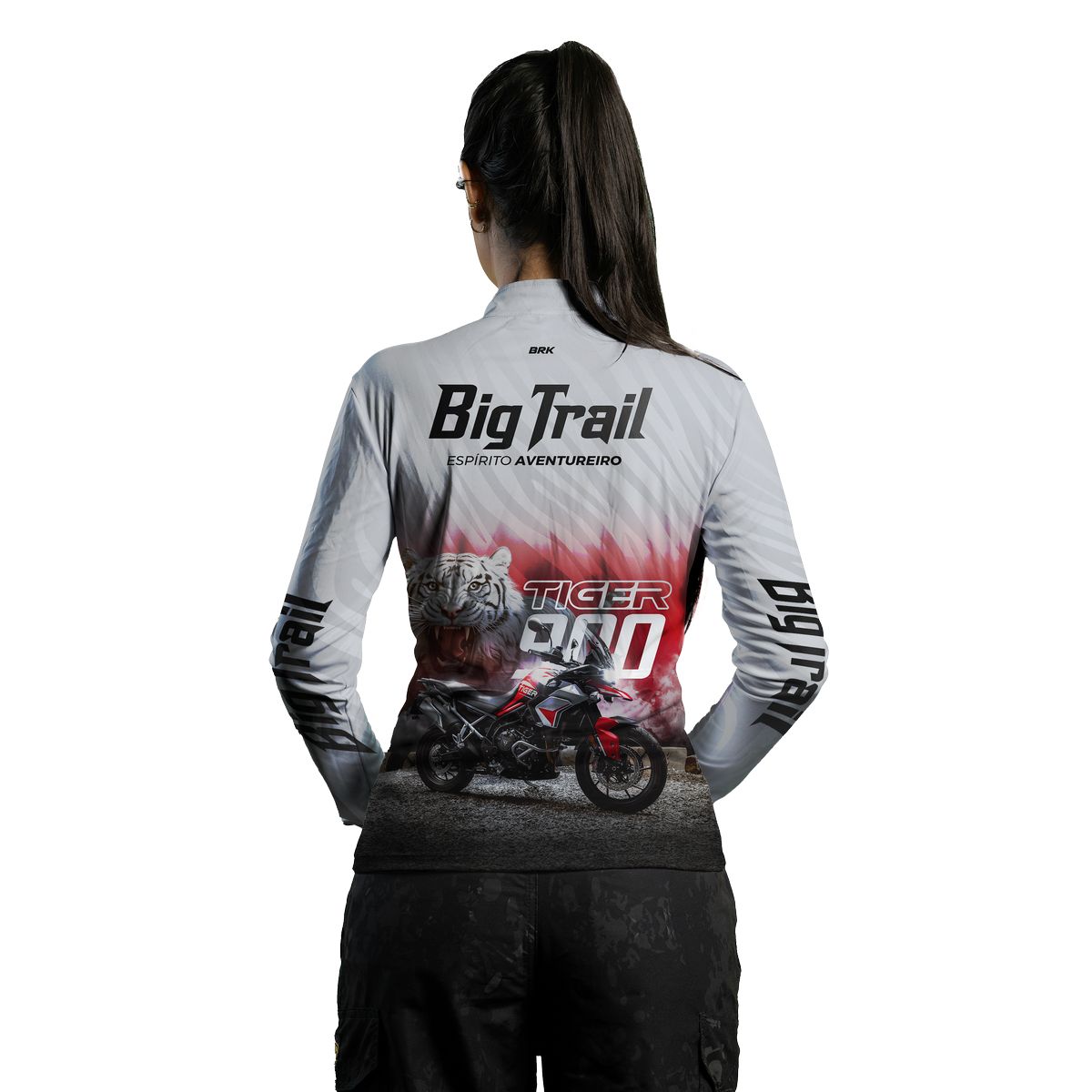 Camisa de Motociclismo Feminina Brk Tiger 900 Branca com Proteção Solar UV50+