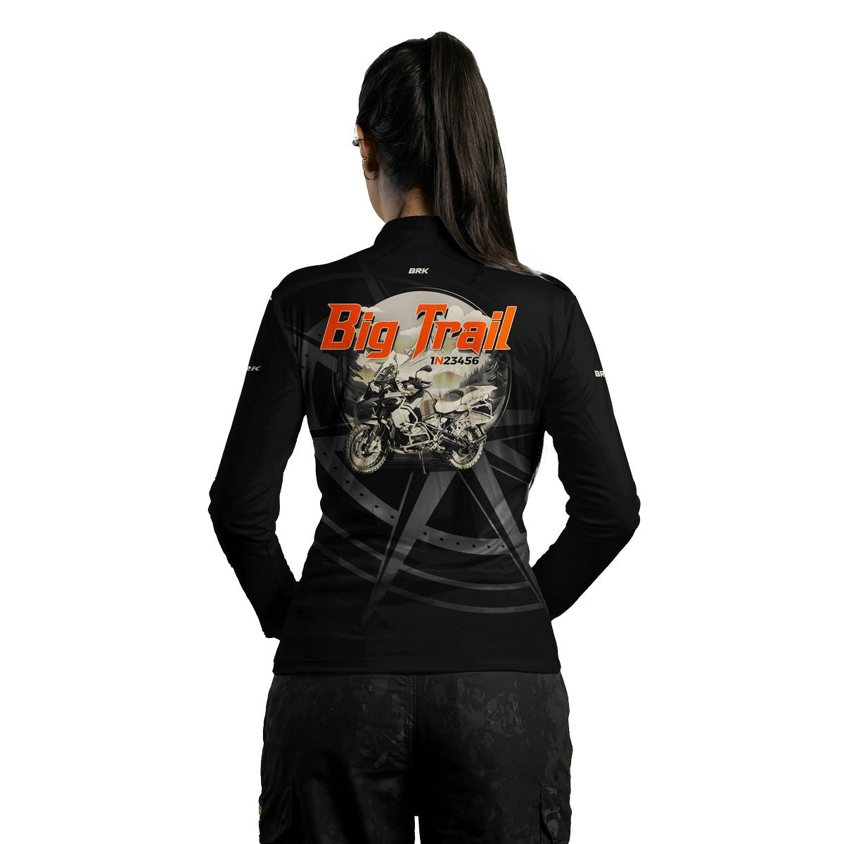 Camisa de Motociclismo Feminina Brk Big Trail Preta com Proteção UV50+