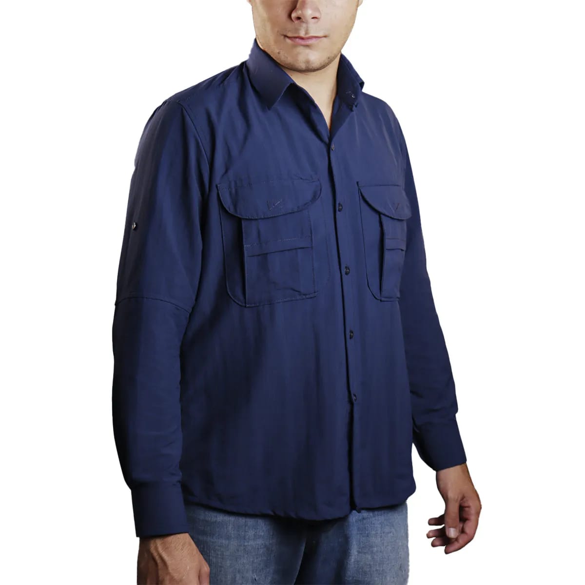 Camisa de Botão Brk Azul com Proteção UV50+