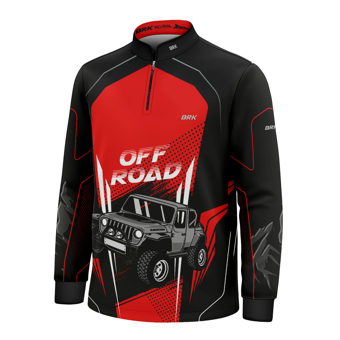 Camisa Infantil Brk Off Road Preto com Vermelho com Proteção Solar UV50+