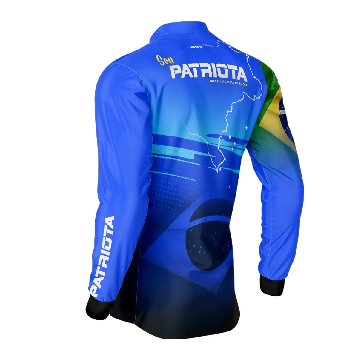 Camisa Agro Brk Básica Patriota Azul Bandeira do Brasil com Proteção UV50+