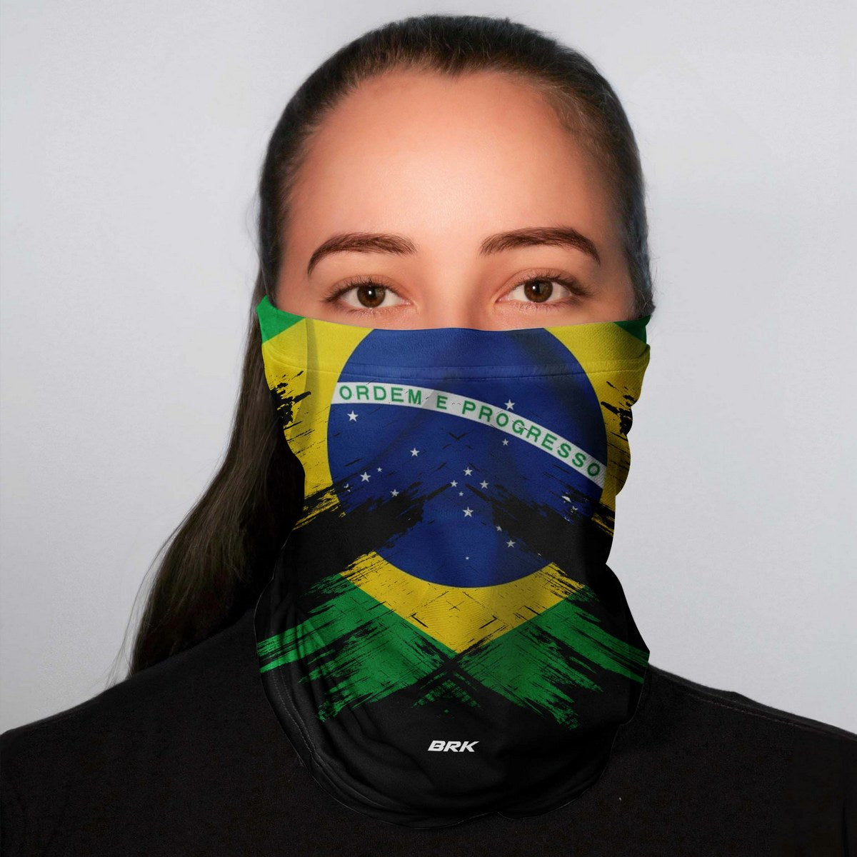 Bandana para Pescoço Brk Multifuncional Bandeira do Brasil 2 com Proteção UV50+