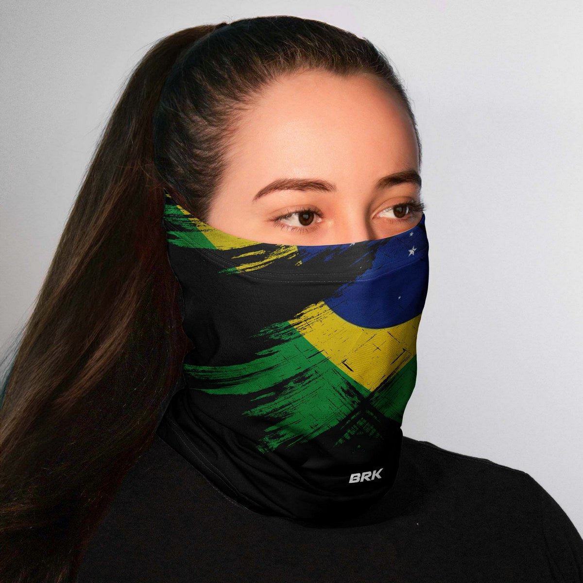 Bandana para Pescoço Brk Multifuncional Bandeira do Brasil 2 com Proteção UV50+